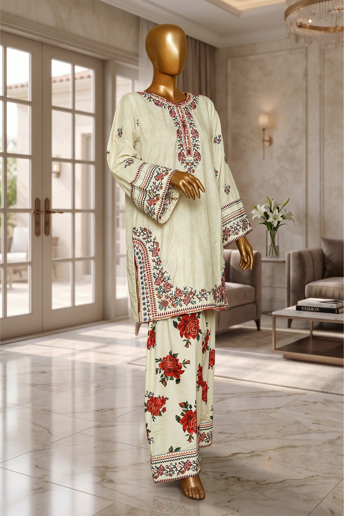 Ivory Bloom Embroidered 2PC