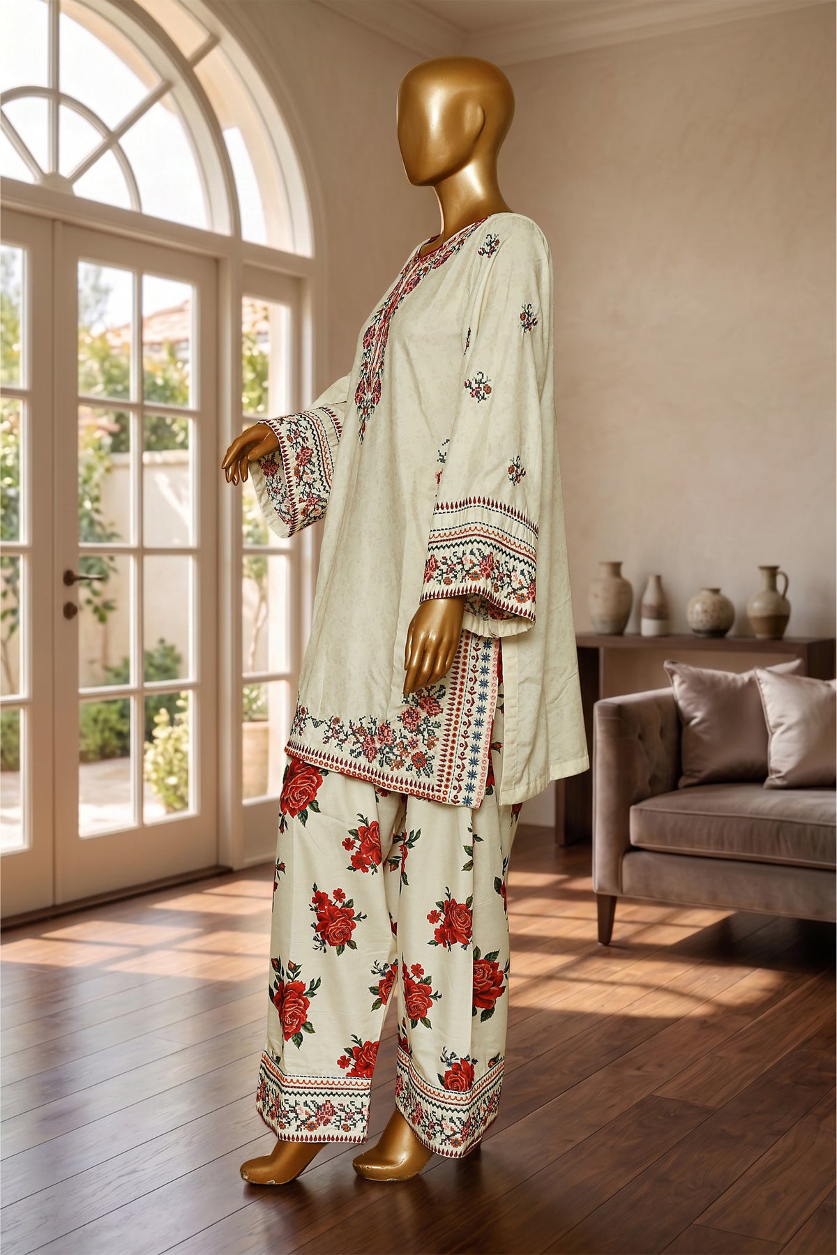 Ivory Bloom Embroidered 2PC