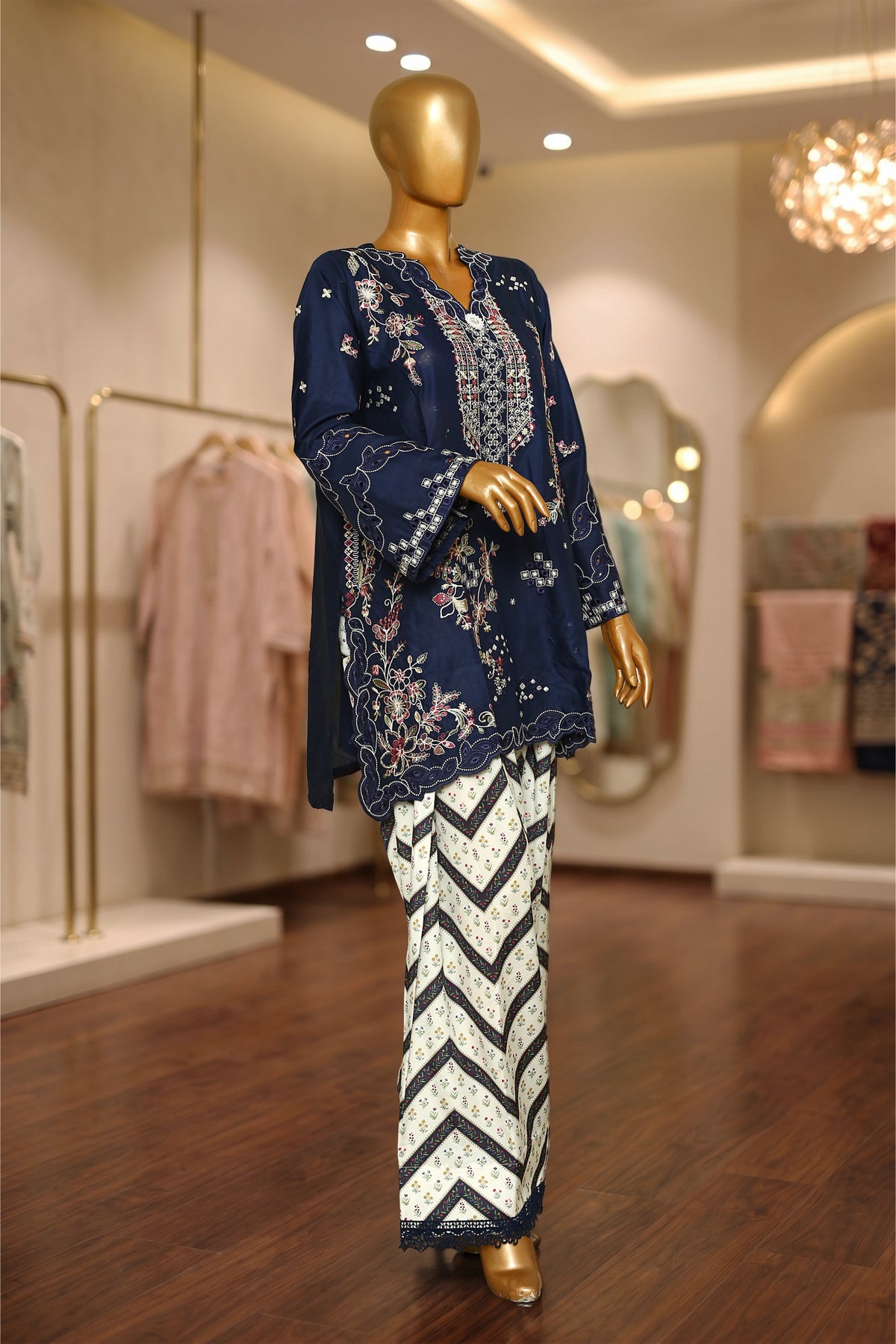 Midnight Bloom Embroidered 2-Piece Suit