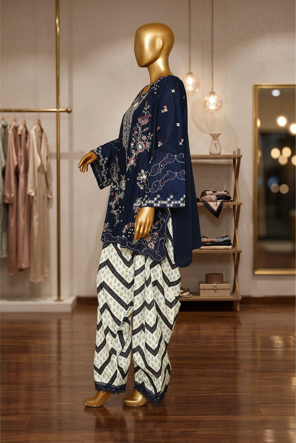 Midnight Bloom Embroidered 2-Piece Suit
