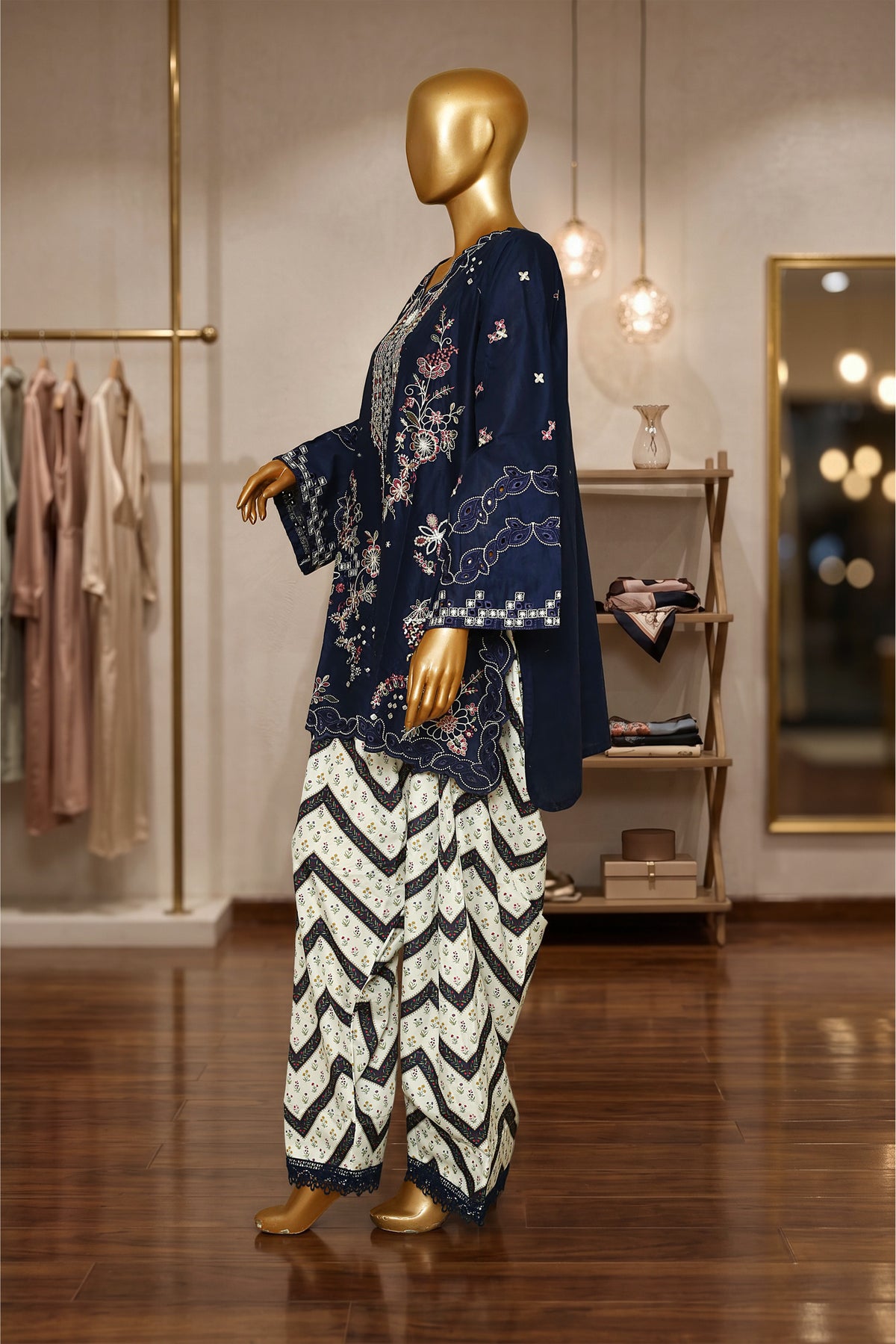 Midnight Bloom Embroidered 2-Piece Suit