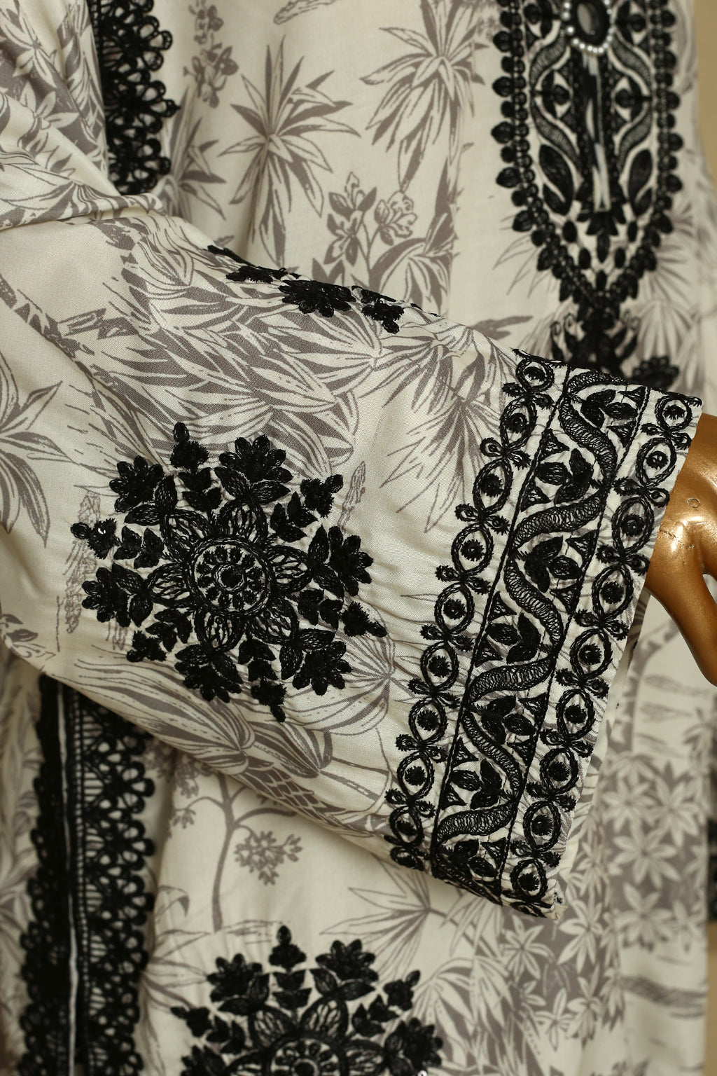 Ivory Black Embroidered 2-Piece Suit