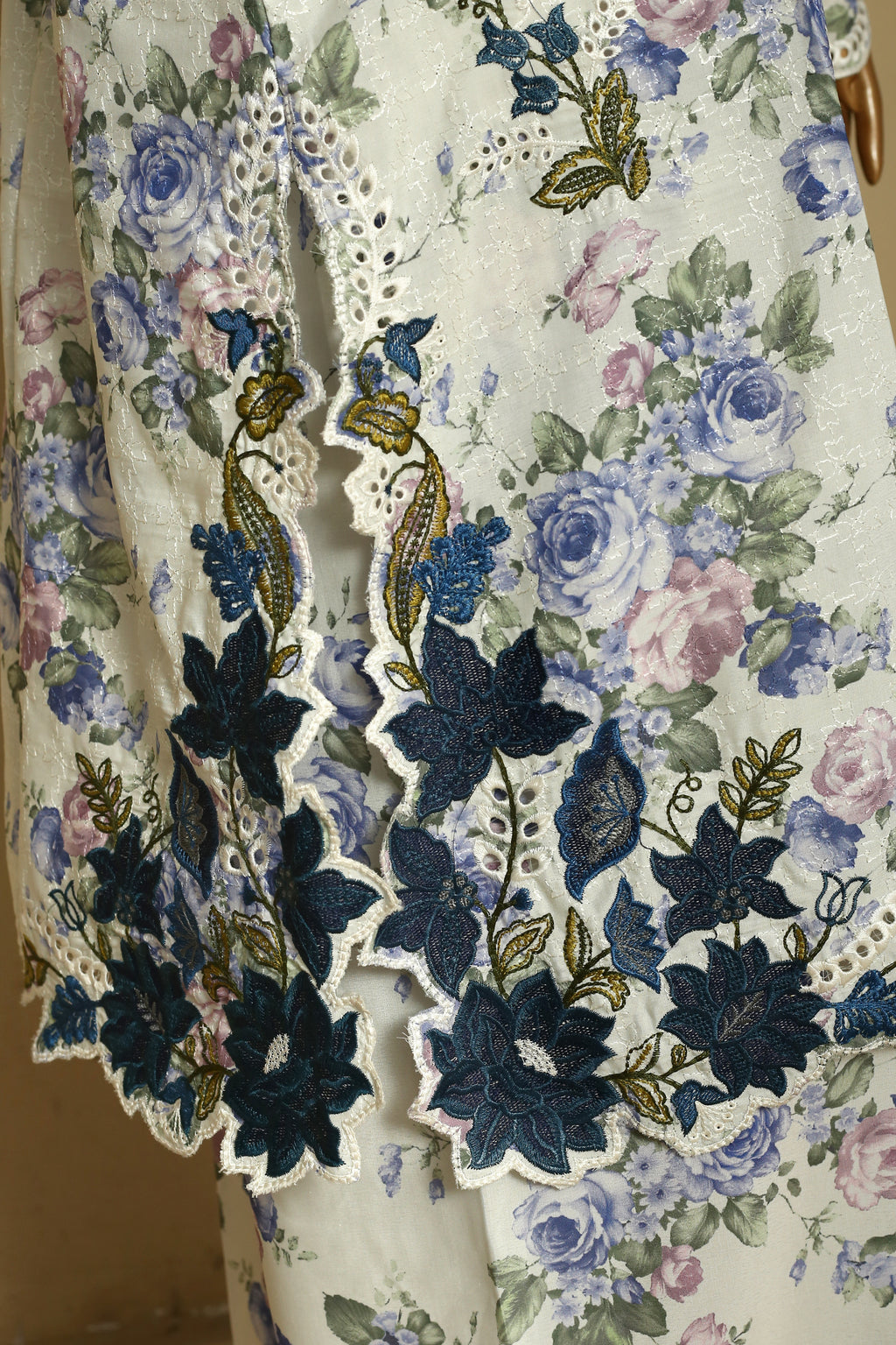 Ivory Blossom Embroidered Cutwork Suit