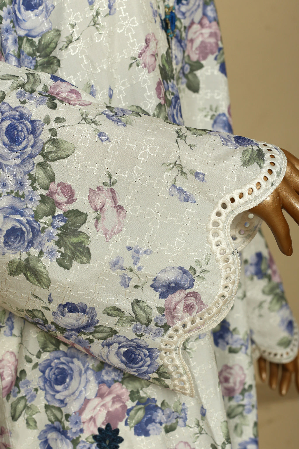 Ivory Blossom Embroidered Cutwork Suit