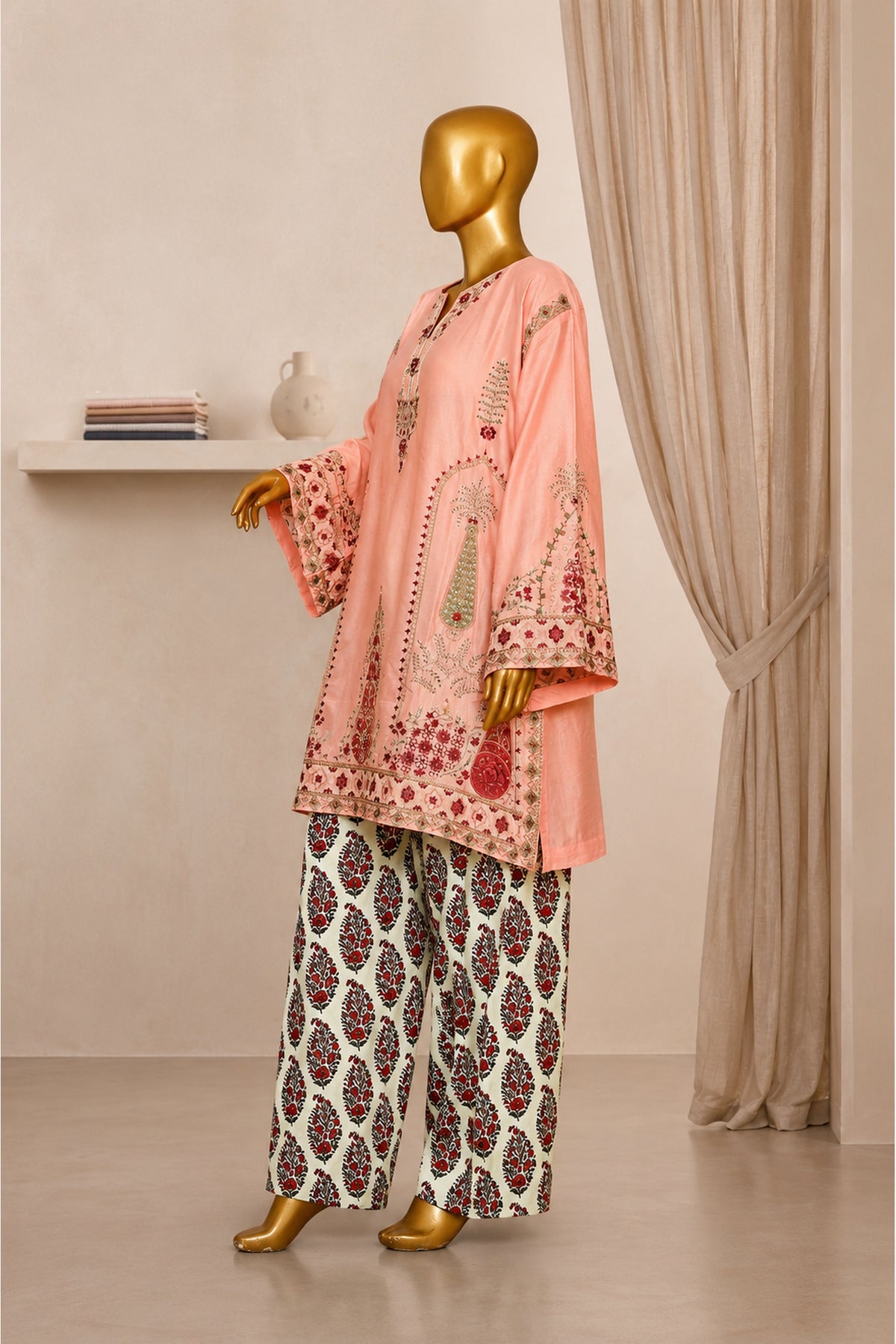 Blush Bloom – Embroidered A-Line 2PC