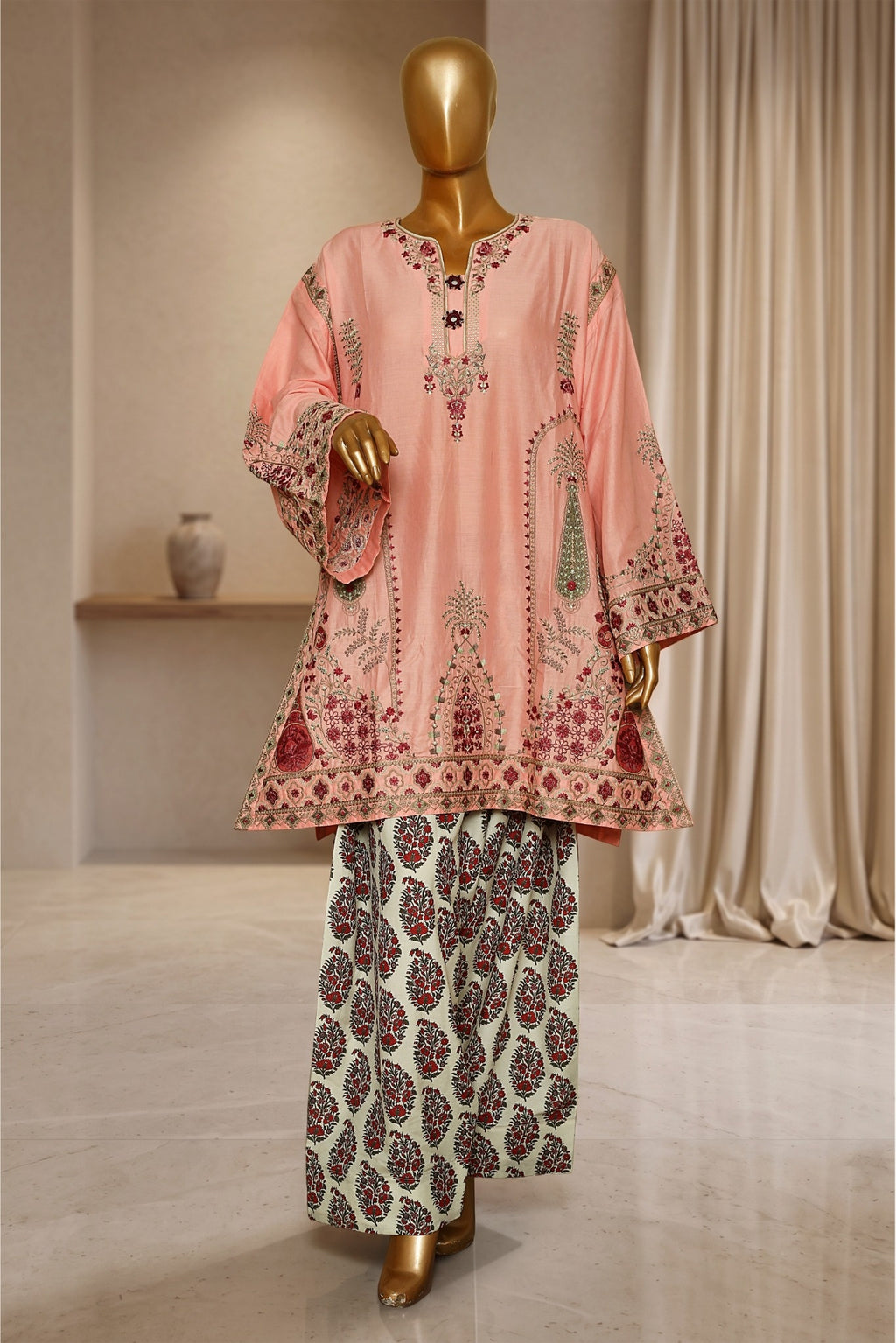 Blush Bloom – Embroidered A-Line 2PC